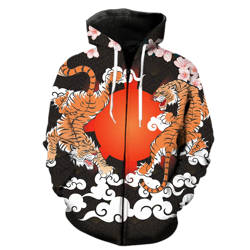 

Толстовка мужская с капюшоном и принтом тигра, уличная одежда в стиле Харадзюку, Топ унисекс с длинным рукавом и 3D принтом, Повседневная кру...