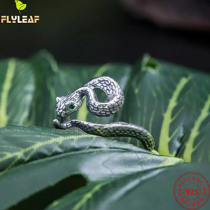 

Thai Silver Punk Rattlesnake Open Rings For Women Men INS Trend 925 Sterling Silver Snake Ring Handmade Fine Jewelry