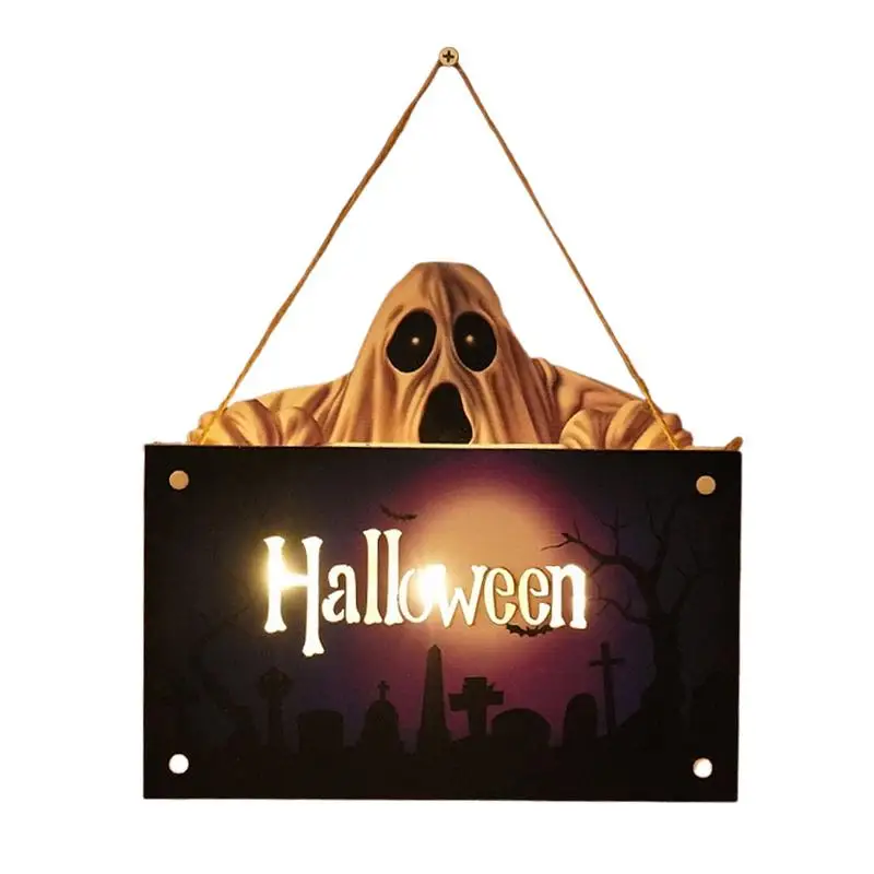 

Halloween Wooden Door Sign Happy Halloween Welcome Signs With Led Light Decorative Wood Door Sign For Holiday Decorations