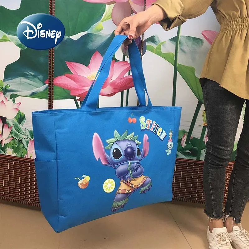 Disney Stitch New Women's Handbag Cartoon Fashion Travel Bag Large Capacity Multi Functional Shoulder Bag Canvas Waterproof