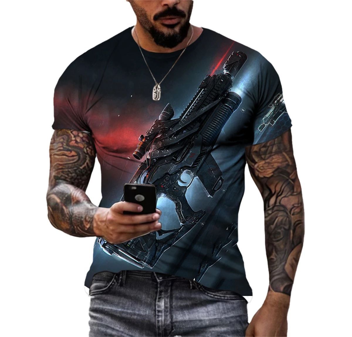 

T Shirt For Men 3d Gun T Shirts Funny Printed Streetwear Beretta Gun Tshirt Fashion Casual Short Sleeve Punk Gun Tops T-shirts