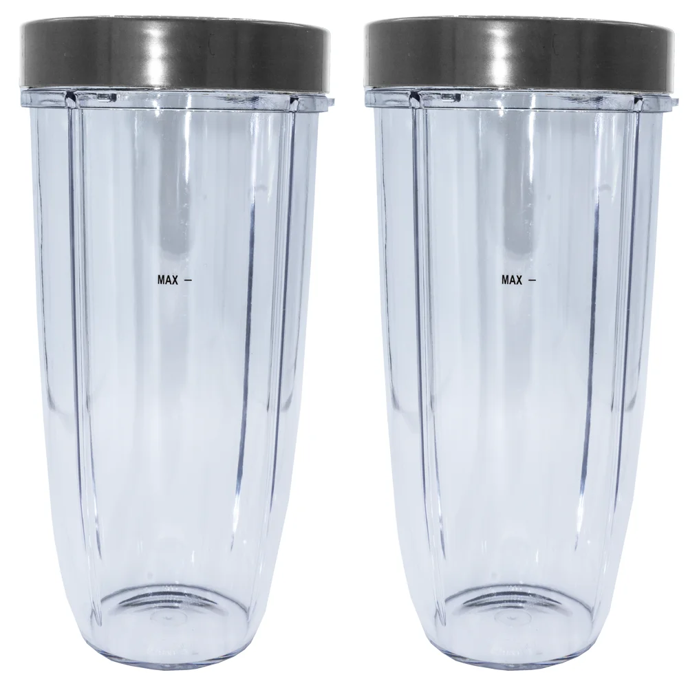 

2 Pack Replacement 32 Ounce Colossal Cup Jar with Lip Ring, Compatible with NutriBullet 600W, 900W, NB-101B, 900 Pro Series Blen