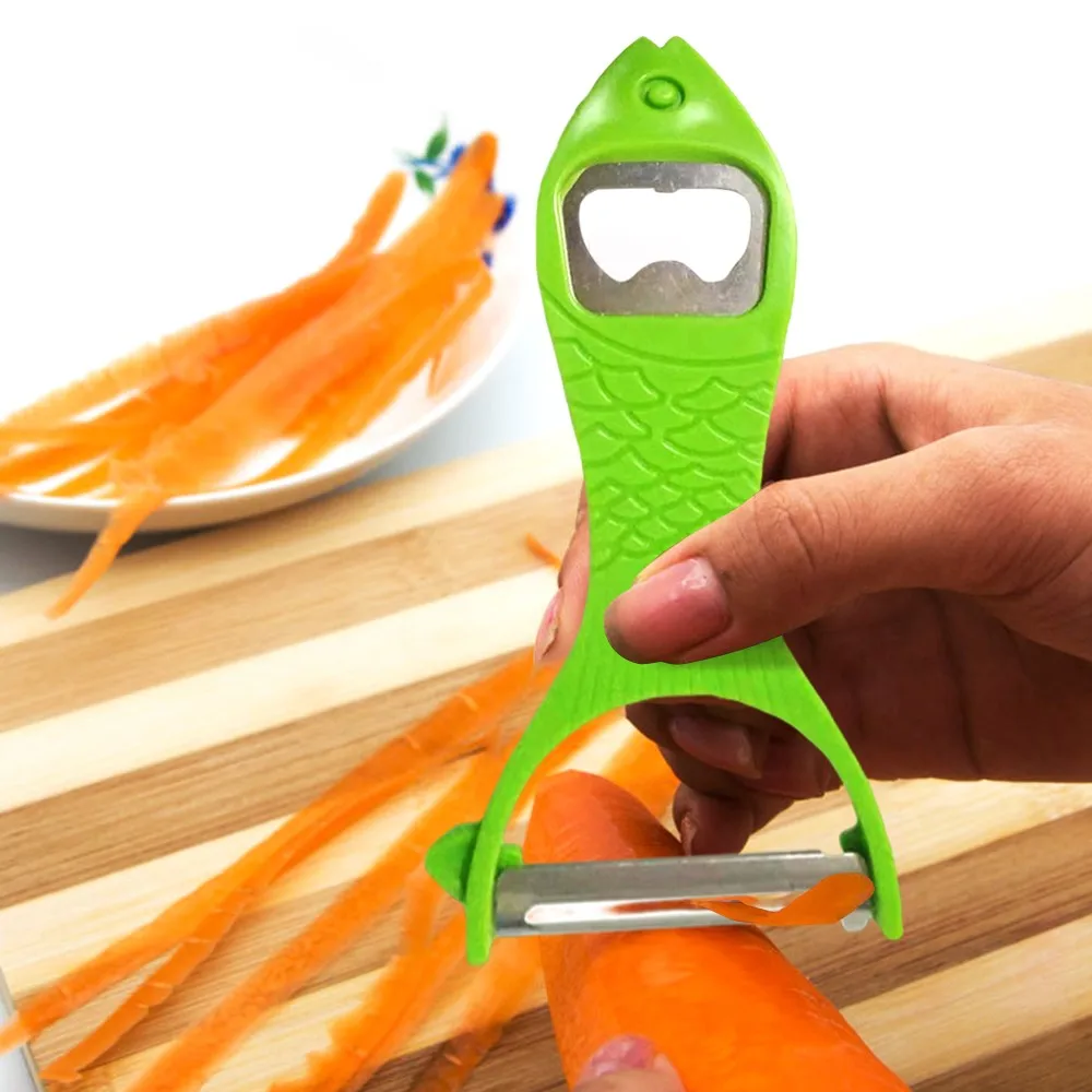 

Multifunctional fruit peeler bottle opener creative fish beer bottle opener stainless steel potato melon fruit scraper