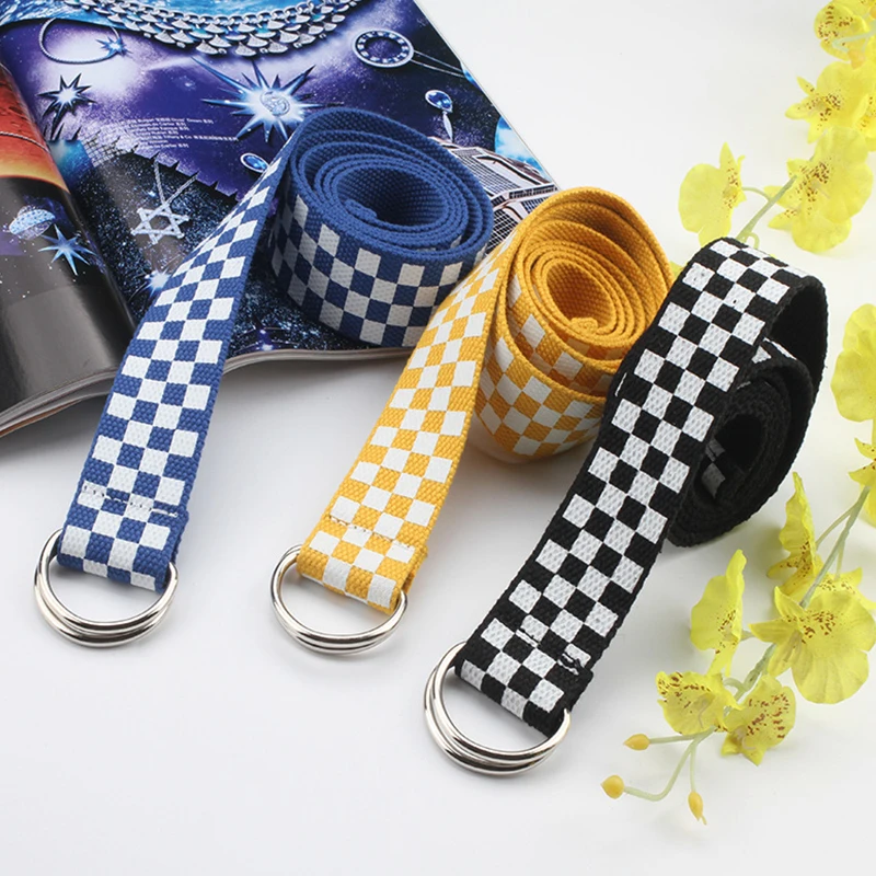 

Canvas Nylon Belt Plaid Print Jeans Girdle Harajuku Waistbands Decorative Dress Waist Belts Punk Lattice Elastic Waistband