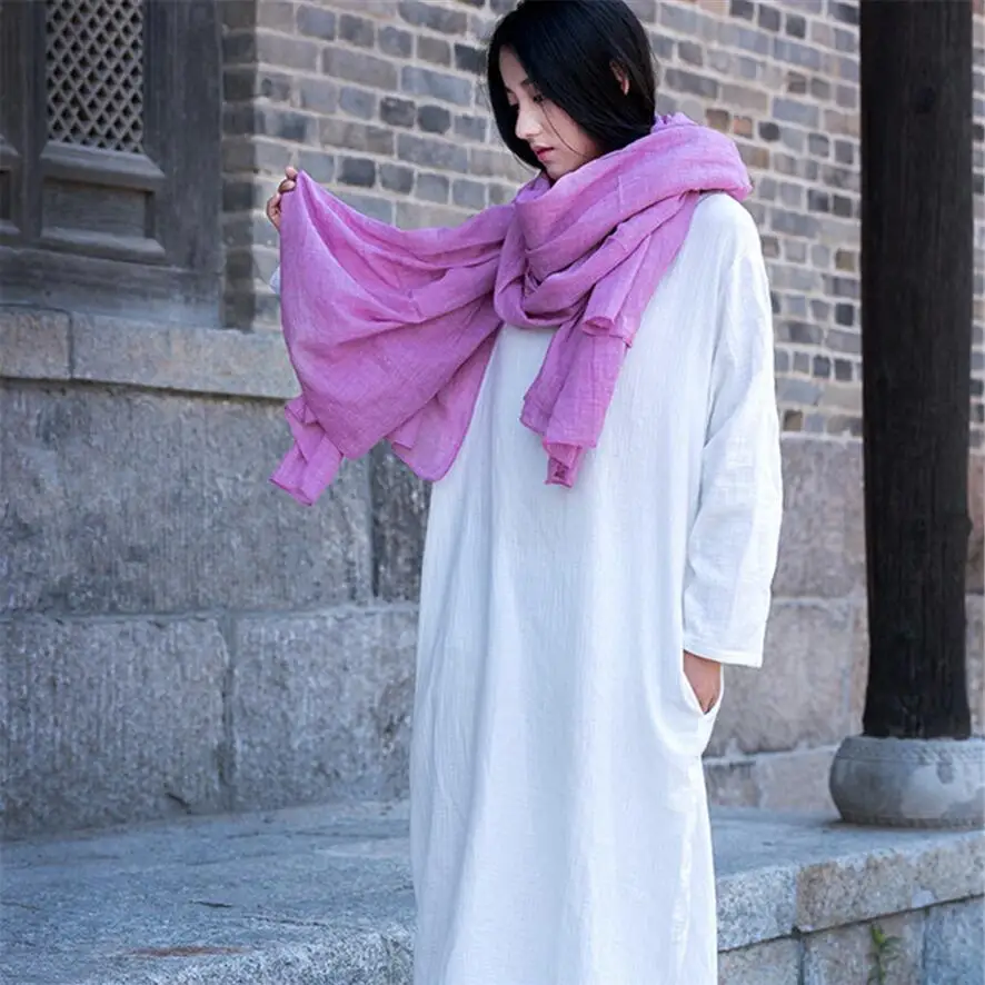 

2023 Spring Autumn vintage Dress Plus size Fashion Women Cotton Linen Loose O Neck Casual Dresses Arts Dress White