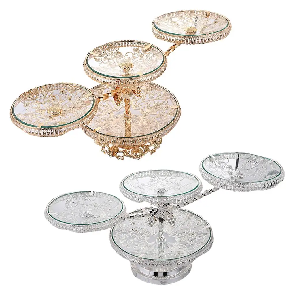 

Table Round Fruit Bowl 4 Tier Snacks Candies Tray Home Gift