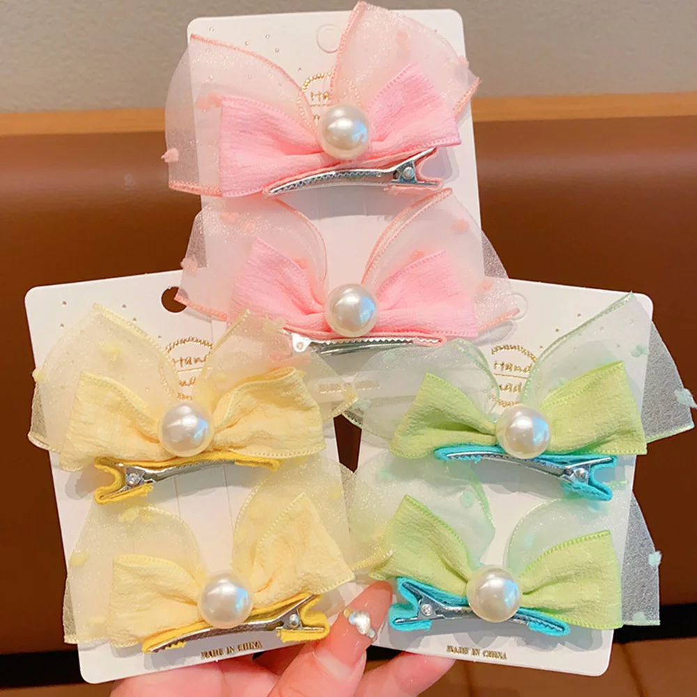 

1Pair Girl's Hairpin Pearl 3D Bow Knot Rabbit Ear Baby Pair Clip Small Fresh Bubble Foam Children's Hair Clips Cute Headwear