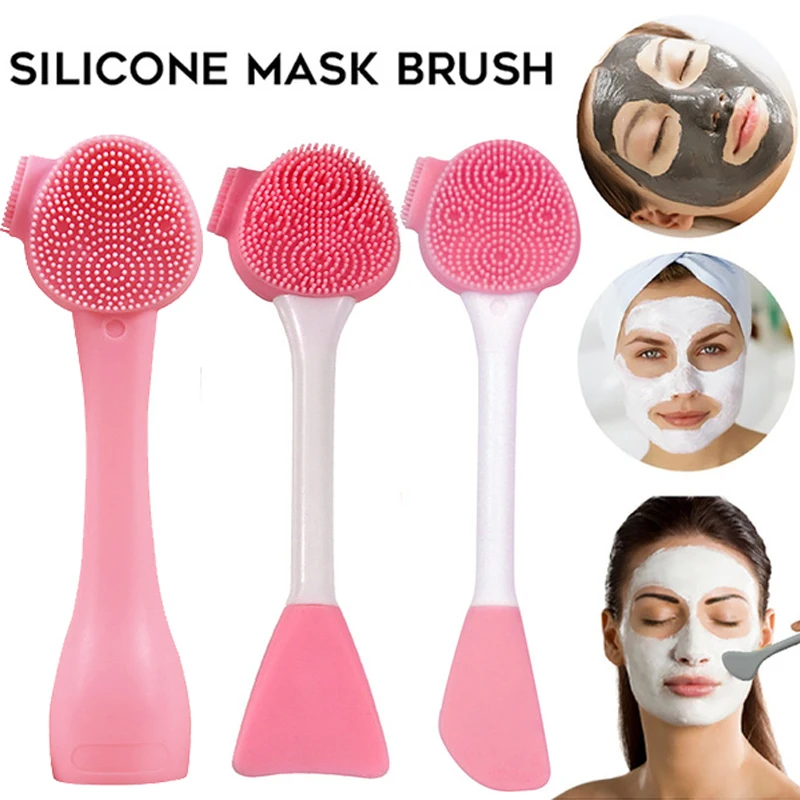 

Silicone Double Brush Facial Mask Brush Makeup Tools Multifunction Facial Cleansing Brush Skin Beauty Treatment Massager
