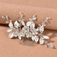 silver leaf comb harpin diamond inlaid bridal wedding hair accessories gifts silver leaf insert comb harpin ten