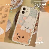 new cute cartoon rabbit soft phone case for xiaomi 10 11i poco f3 redmi k30 k40 pro note9 pro 4g 5g transparent fashion cover