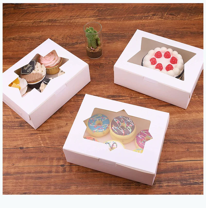 

Biscuit Candy Cake Kraft Paper Box Christmas Folding Gift Packaging Box with Window Paper Box Wedding Birthday Party Supplies