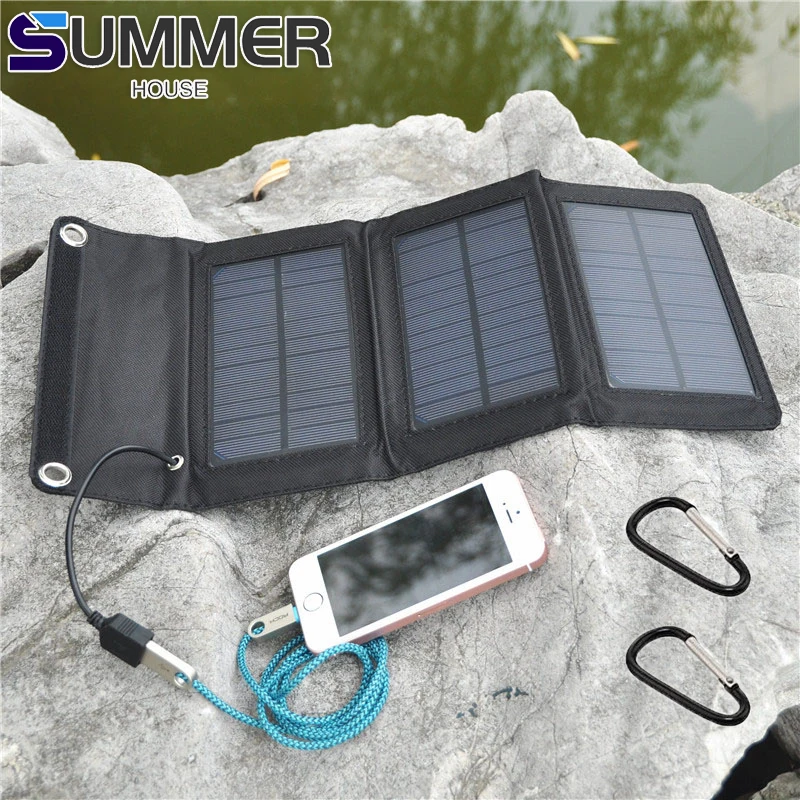 

Plus Size Foldable Solar Panel Drop-resistant 5V USB Solar Panel Cells Outdoor Waterproof Phone Power Bank Charger for Traveling