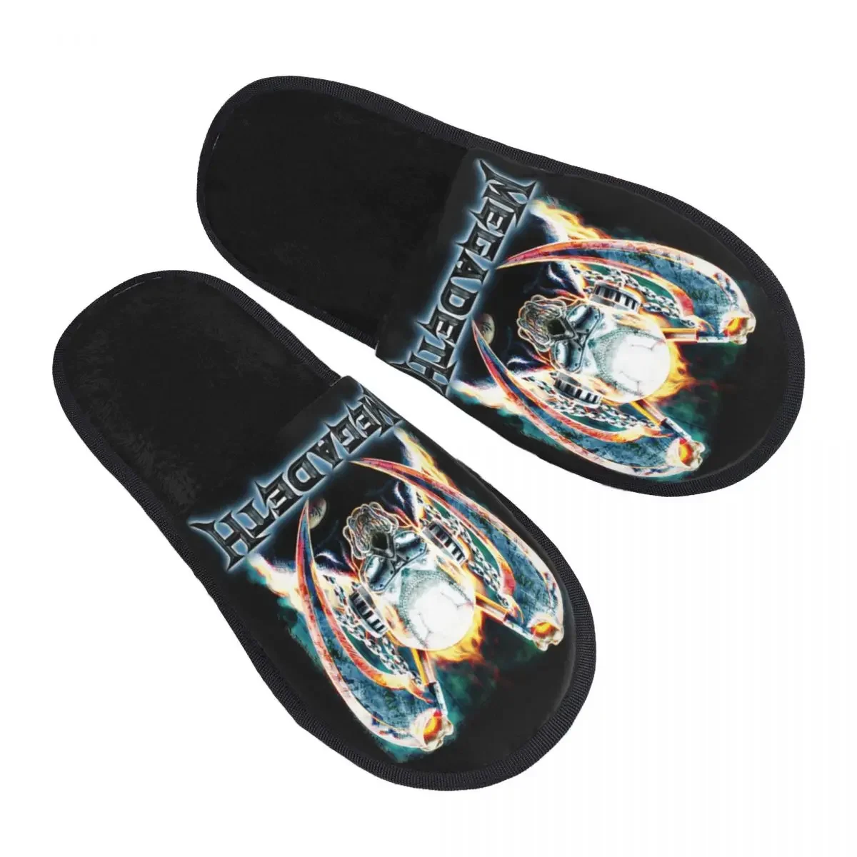 

Женские домашние тапочки Megadeths с принтом на заказ, Уютные теплые пушистые тапочки из пены с эффектом памяти и тяжелым металлическим ремешком, обувь для дома и улицы