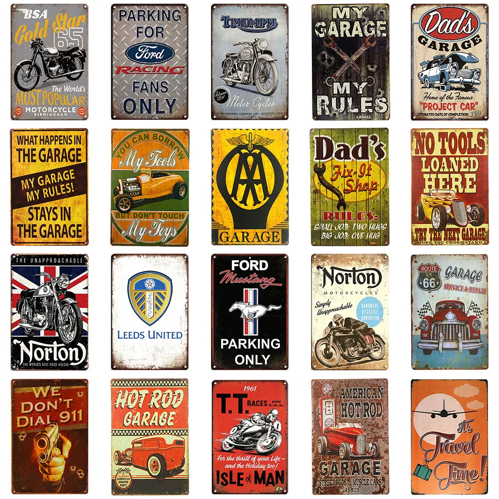 

HOME Tools Rules Metal Wall Sign Home Painting Garage Decor