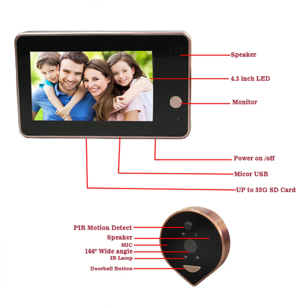 

Smart Video Doorbell Peephole Camera Viewer Home Security Two-way Audio 1080P High-definition Wireless Door Bell Monitor