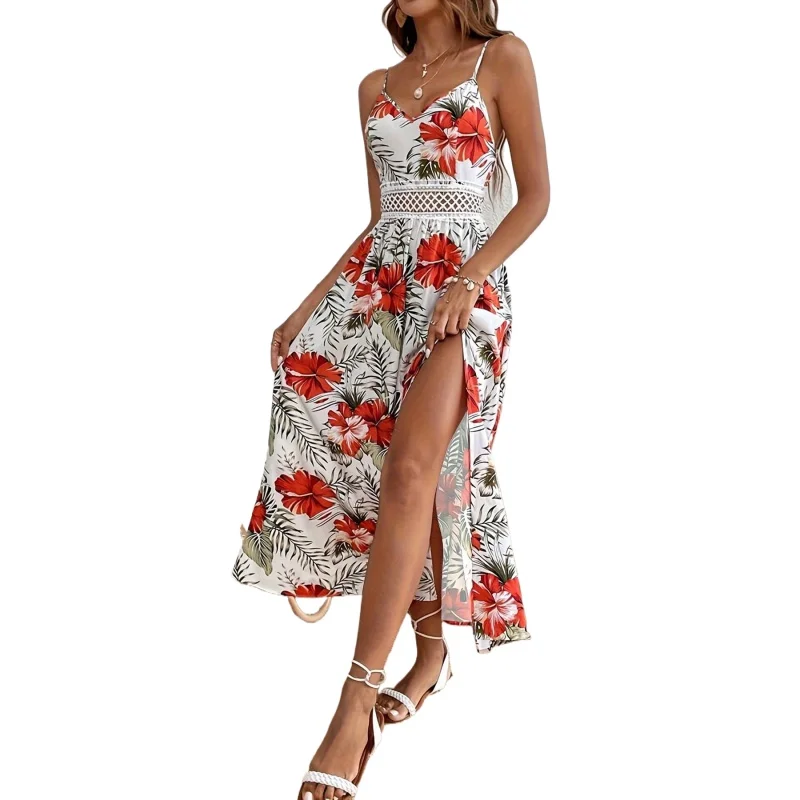 Женское атласное платье миди Завязка спереди с открытой спиной разрезом полый