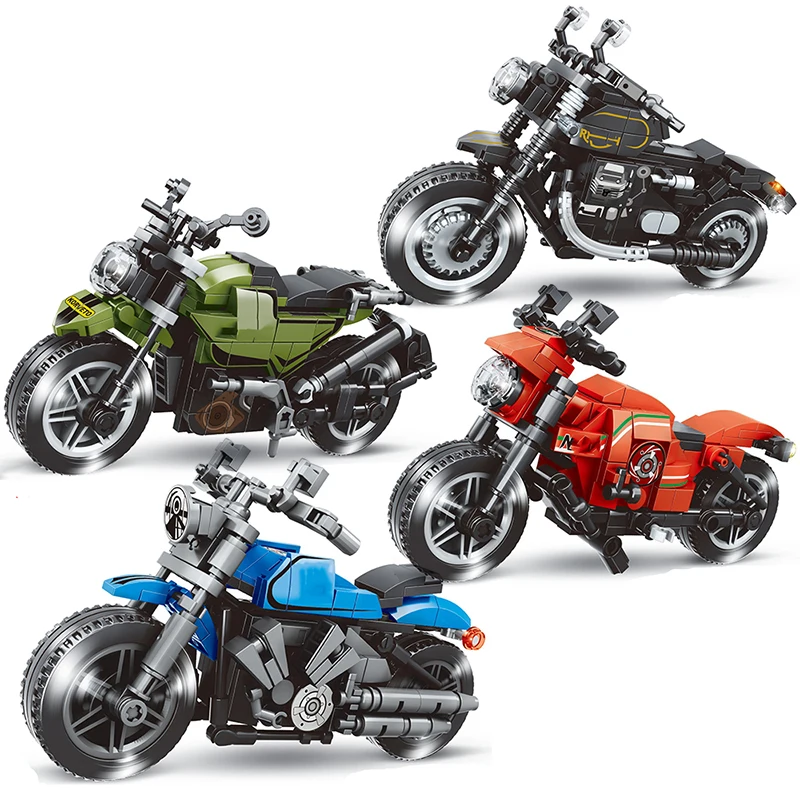 

2023 New Motorcycle sets Racing Off Road Moto Vehicle model Building Blocks bricks Speed Champions Sports City Motorbike kid toy