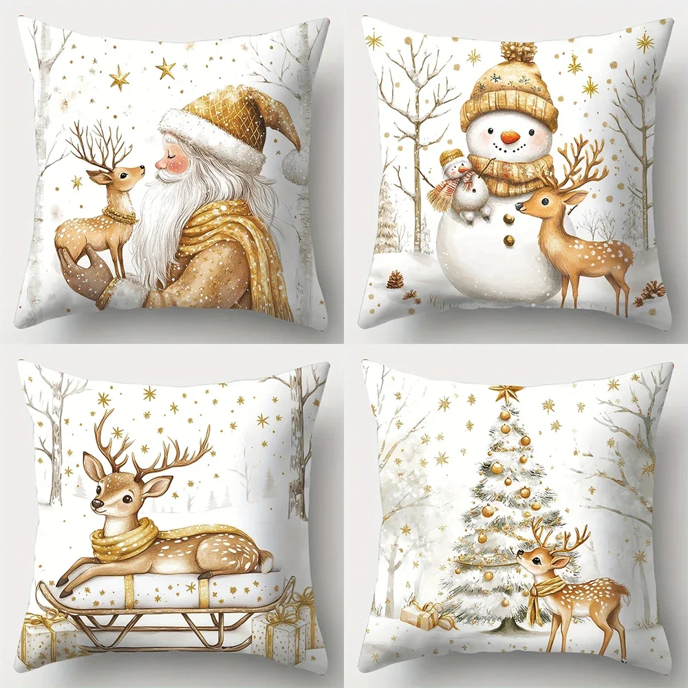 Christmas theme pillowcase New Year Gift Santa Claus Fawn pillow cover home room decoration living sofa cushion