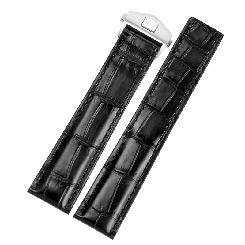 Ремешок для часов крокодиловая кожа с бамбуковой пряжкой