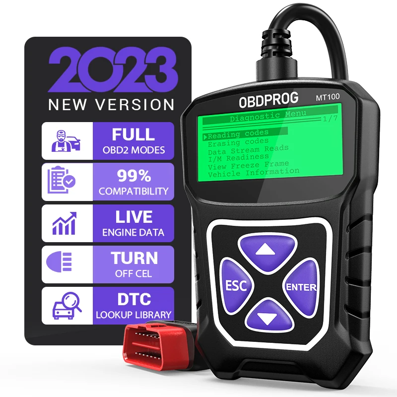 Автомобильный сканер OBDPROG MT100 OBD2, профессиональный считыватель кодов, инструмент для диагностики автомобиля, PK ELM327