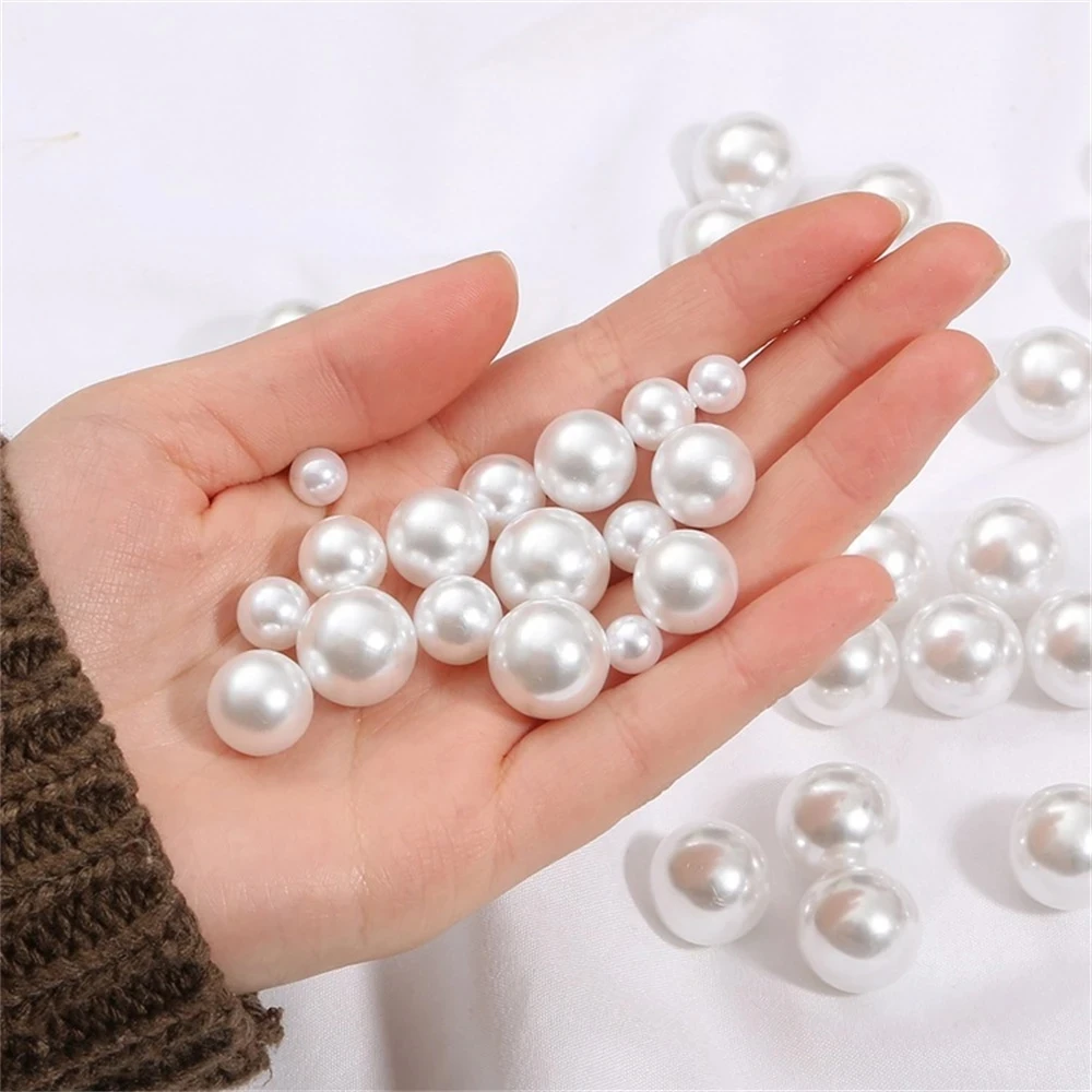 

3/4/5/6/8/10/12/14/16/18mm ABS Imitation Pearl Pure White/Ivory Bulk Non-porous Pearls for DYI Accessories and Jewelry Making