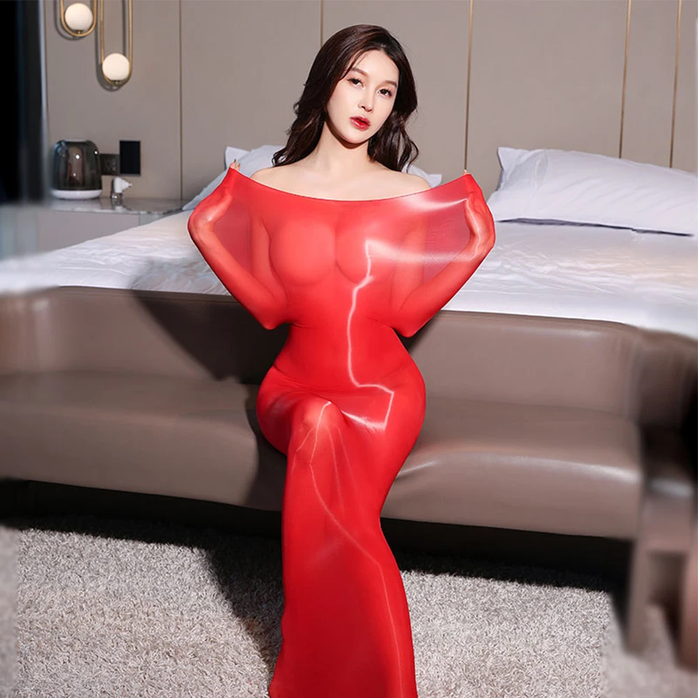 

Women Oil Shiny Glossy Full Body Stockings Solid Color Translucent Bodysuit High Stretch Pantyhose ElasticTights Erotic Lingerie
