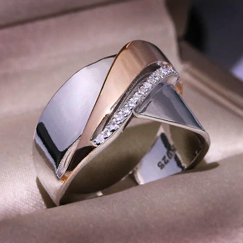 אישיות מוגזמת כסף צבע רטרו גדול טבעות לנשים פאנק סגנון S925 חותמת יוקרה הצהרת שחוצים פלטה טבעת