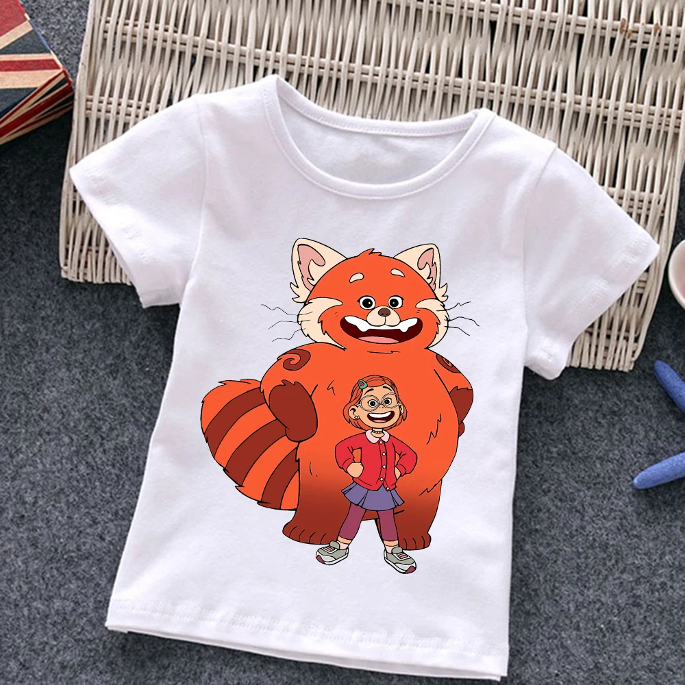 

Летняя красная Детская футболка Kawaii Pixar Disney Mei Animal Fox повседневная одежда Harajuku Мультяшные футболки детские футболки топы