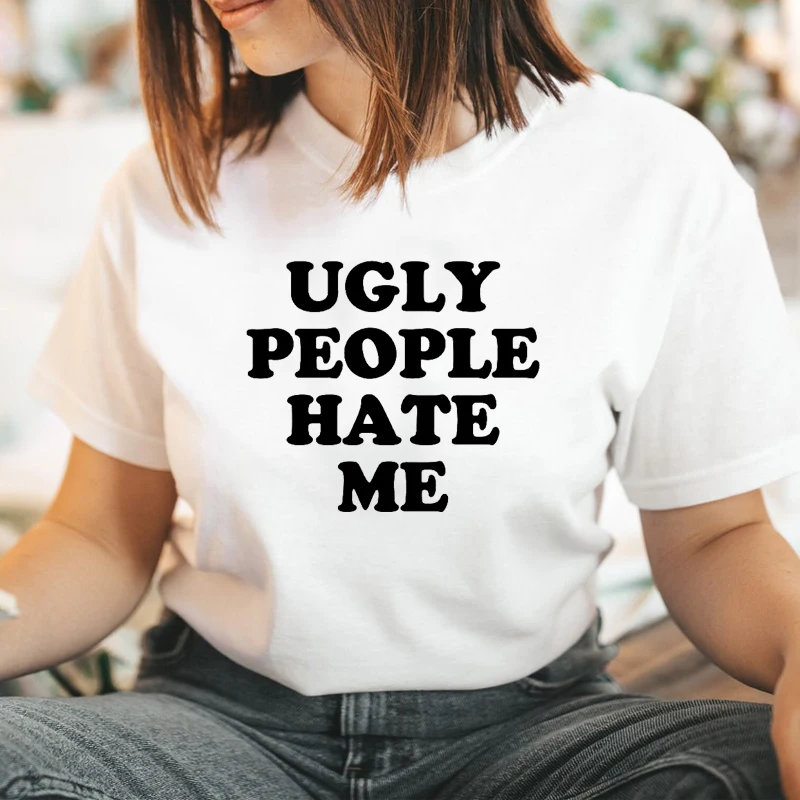 Футболка женская с надписью No People Hate Me