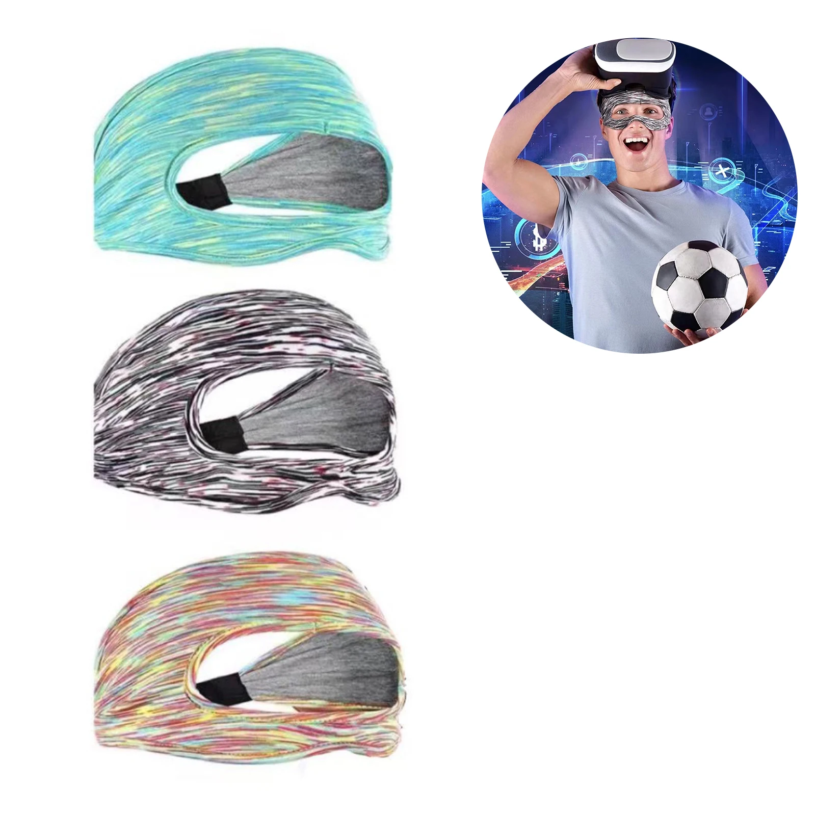 

VR Eye Face Cover 3-Pcs Breathable Elastic Sweat Band VR Goggles Cover For VR Headsets Cell Phone Virtual Reality Headsets