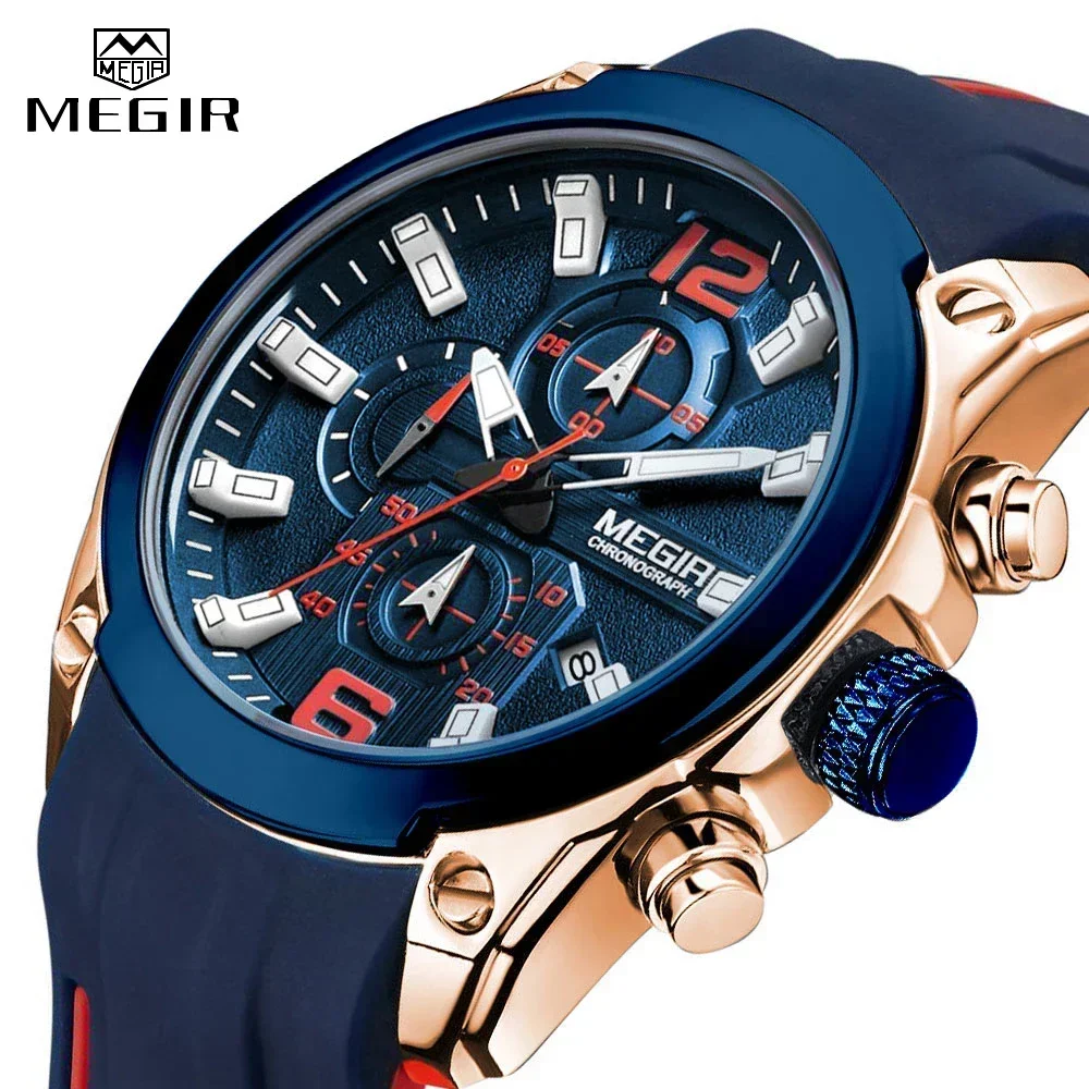 MEGIR брендовые мужские часы новые модные спортивные кварцевые водонепроницаемые