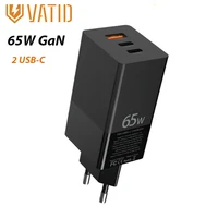vatid 65w gan charger usb charger desktop usb charging station with 2 usb c ports 1 usb a port for iphone 12 laptop macbook