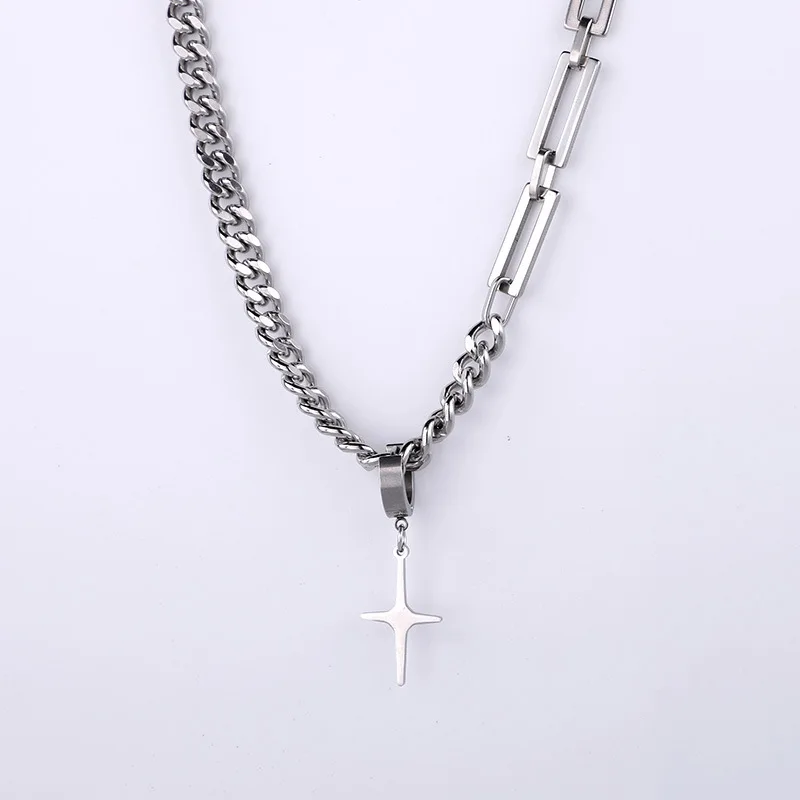 

Earclip Necklace Dual Purpose Choker Necklace Hip Hop Cuban Chain Pendant Necklace Trendy Stainless Steel Neck Jewelry Gifts