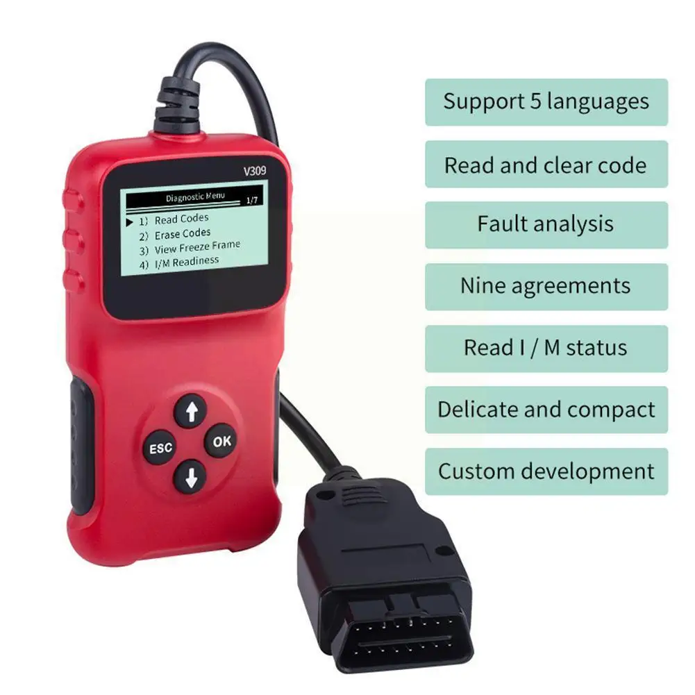 

2022 новое обновление V309 OBD2 OBDII Диагностика автомобиля Диагностика код инструмента считыватель автомобиля сканер для ремонта автомобиля X7H0
