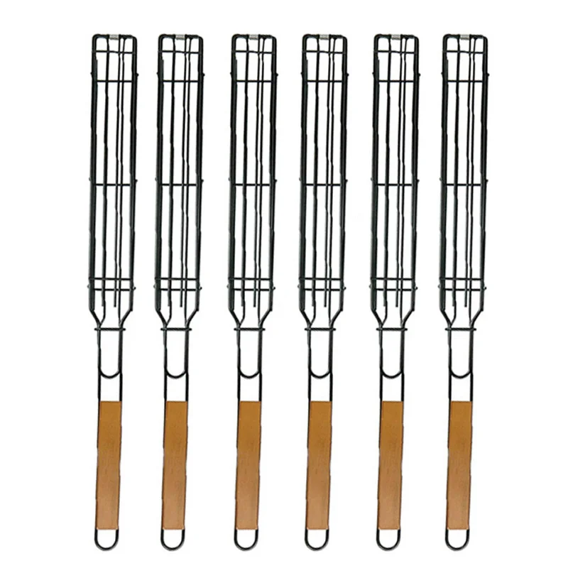 

Portable BBQ Barbecue Grilling Basket Non Stick Grilling Set Of 6 Kabob Basket For Meats Vegetables Steak