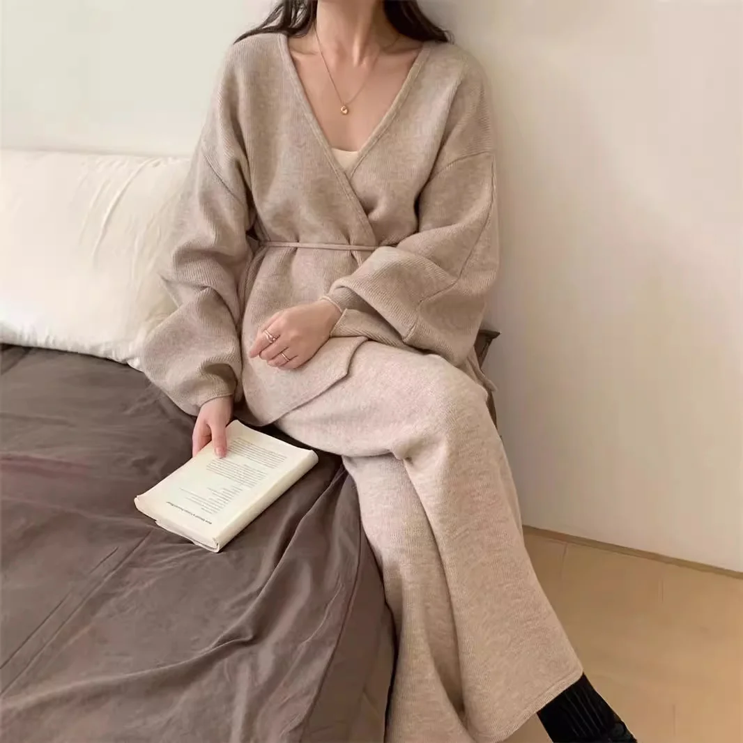 Женский однотонный вязаный кардиган на шнуровке нестандартной формы Causla с