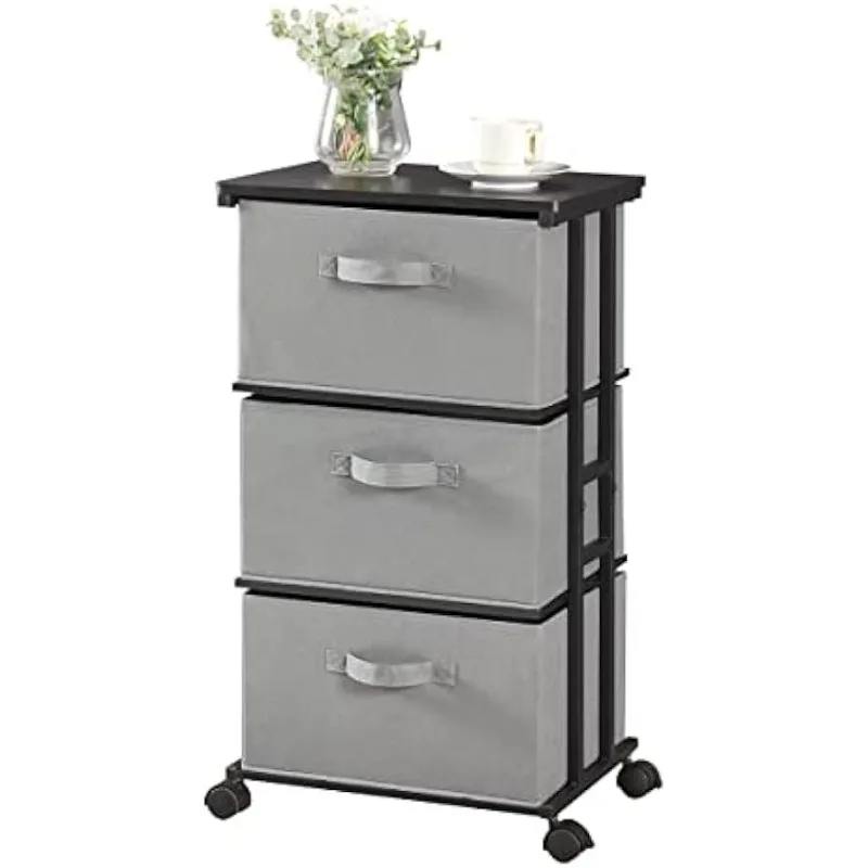 

MAX Houser Dresser Tower with 3 Drawers,Fabric Dresser Drawer Organizer Unit,Dresser Chest with Wood Top,Vertical Storage