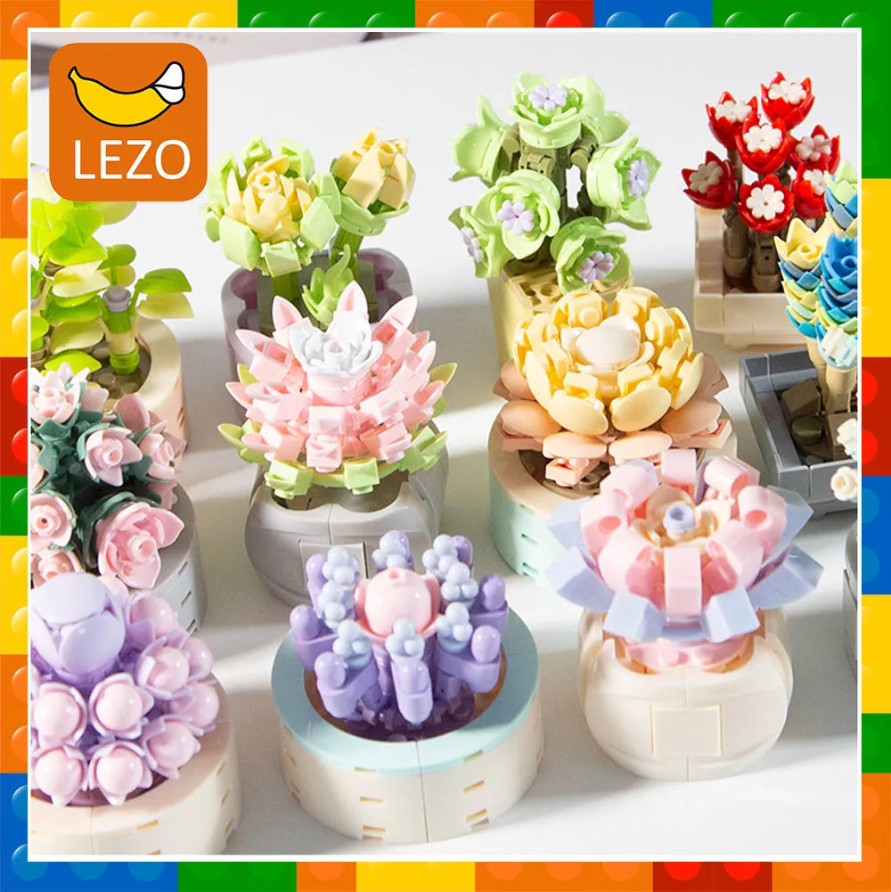 

3 Boxes/lot Flower Building Blocks City Creative Pant Block Building Bricks Construction Moc Flowers DIY Potted Model Kids Gift