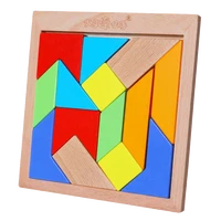 14pcs tangram jigsaw kids shapes wood geometric 3d puzzles wooden toys chinese puzzle educational toys for children 3 years gift