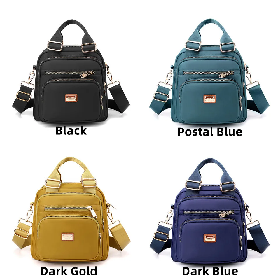 Solid Color Fashion Backpack Shoulder Handbags Female Tote Travel Backpack Nylon Crossbody Shopper Bags For Women