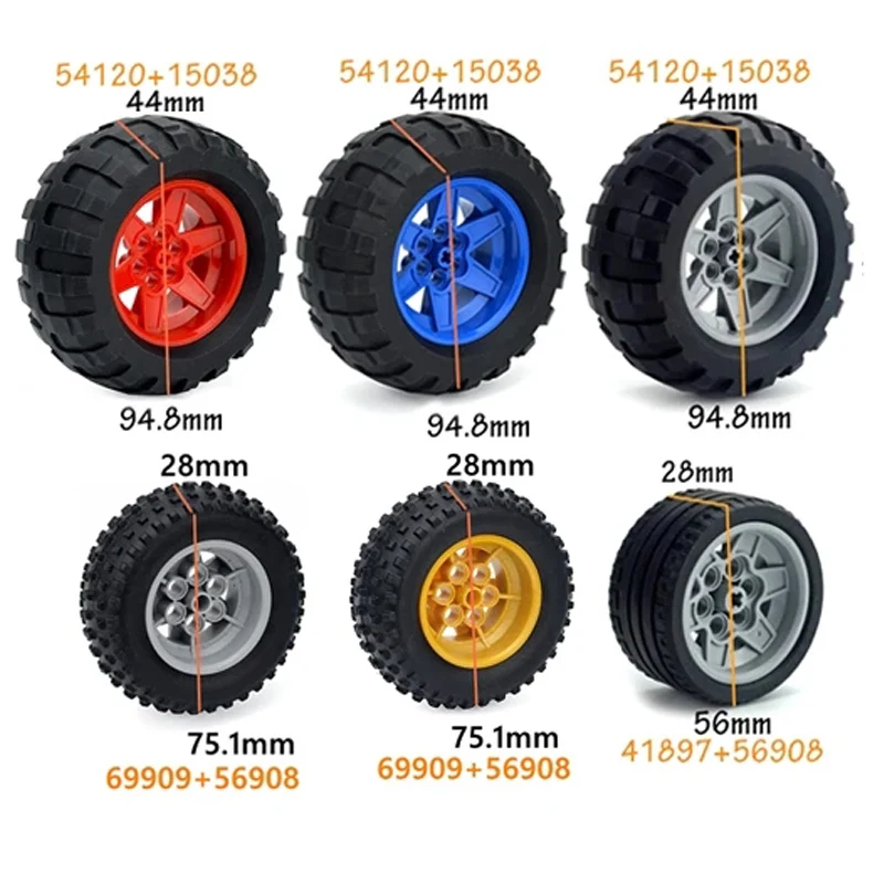 

MOC Vehicle Wheel Car Truck Off-road Technical Tire Bricks Compatible 54120 15038 32019 92908 92909 54120 15038 Building Block