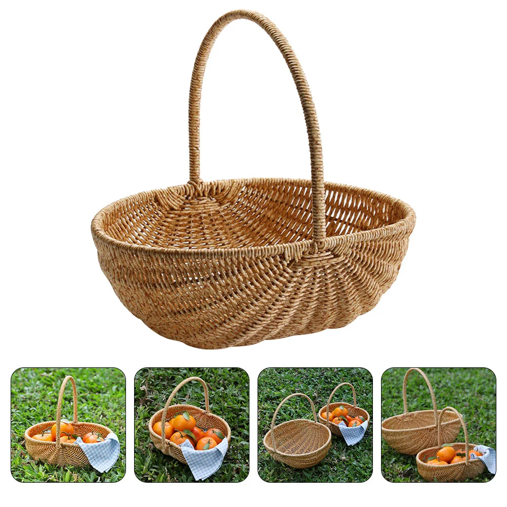

Simulation Rattan Basket Handheld Fruits Basket Household Storage Basket