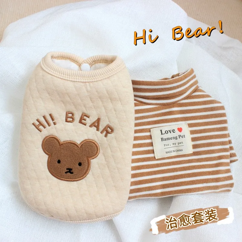 

Winter Pet Dog Clothes Cute Cartoon Bear Dogs Coats Jacket Plus Velvet Warm For Small Medium Dogs Chihuahua Teddy Outfit Perro