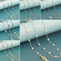 1pc copper gold color glasses chain cross pearl clip tube pentagram chains for women glasses decorative fashion jewelry