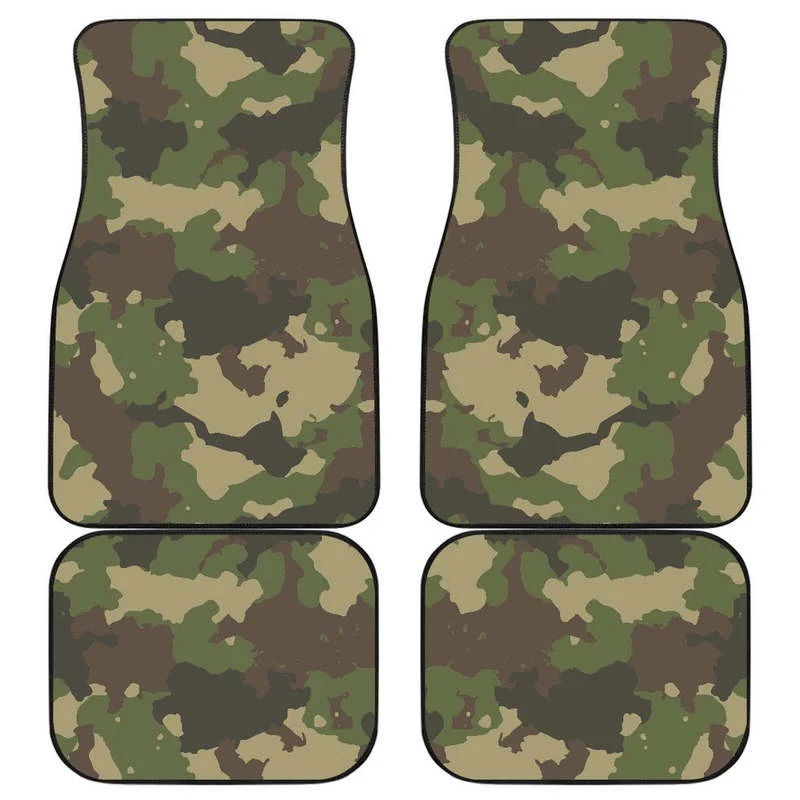 

Classic Green Camouflage Print Front and Back Car Floor Mats Heavy Carpet Front and Rear Full Set 4PCs Pack