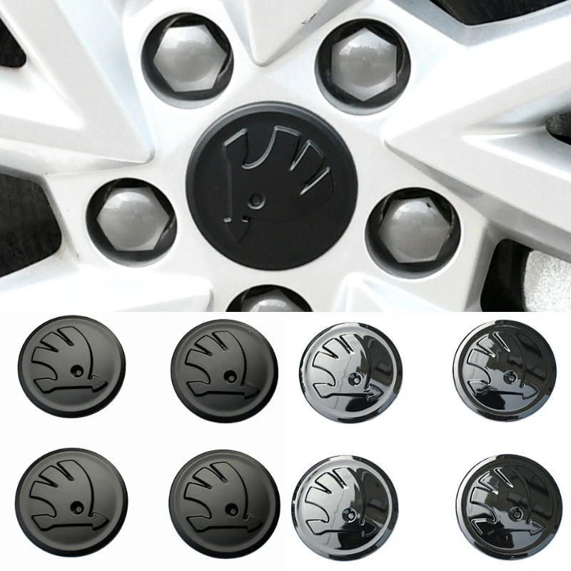 

55MM ABS Car Wheel Rims Center Hub Caps Emblem for Skoda Rapid Octavia Fabia Laura Superb 2 3 VRS Yeti Kodiaq Karoq Accesories