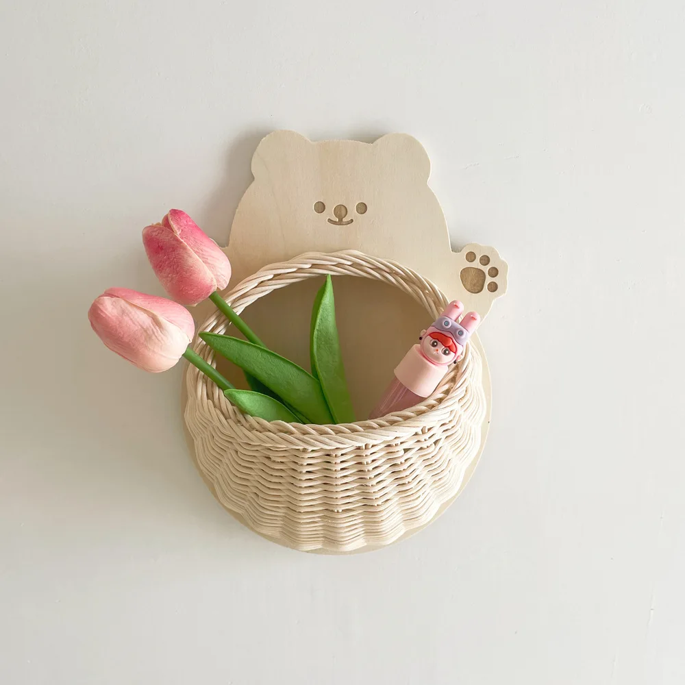 INS Nordic Children's Room Rattan Woven Hanging Basket Rattan Woven Wall Decoration Hand Woven Hanging Basket Photography Props