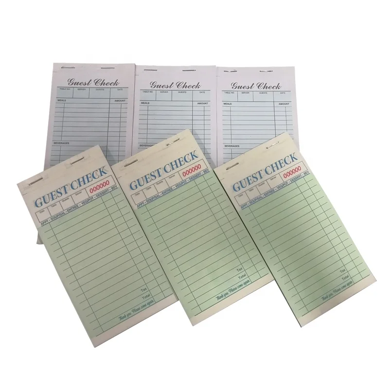 Custom Guest Check Book for Hotel and Restaurant  Guest check