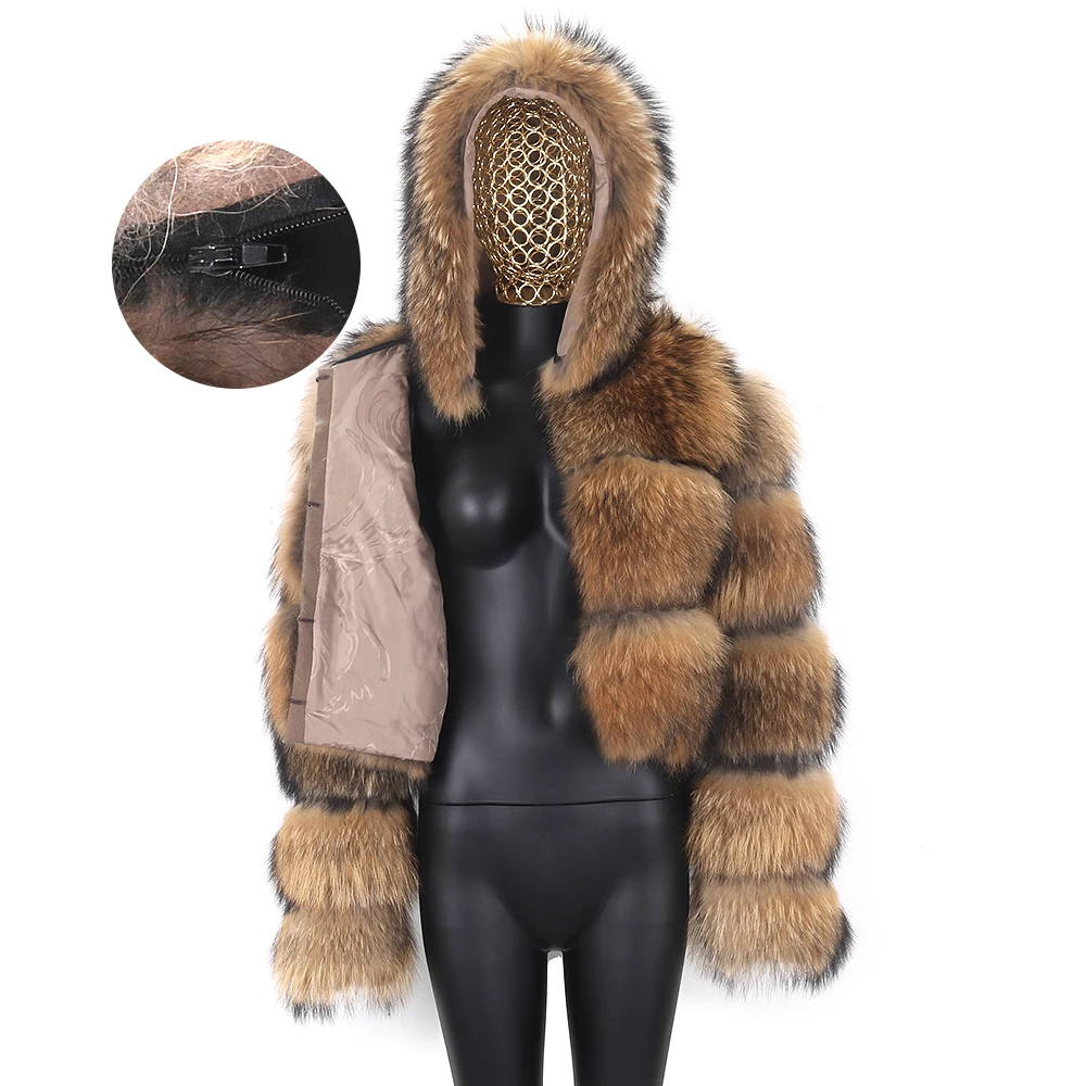 High Quality Real Fox Fur Coat With Sleeve & Collar Removable Women Winter Short Jacket Fashion Fox Fur Coats 50cm New Arrival