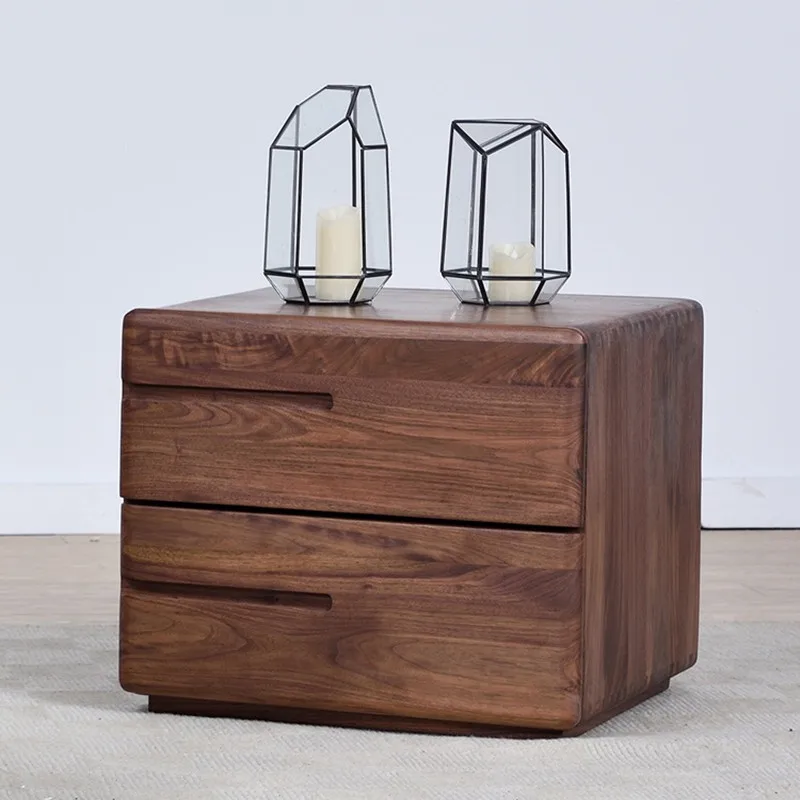 

Nordic Solid Wood Nightstands Walnut Color Bedroom Minimalist Modern Luxury Bedside Table Chevet De Lit Meuble Furniture WKNS